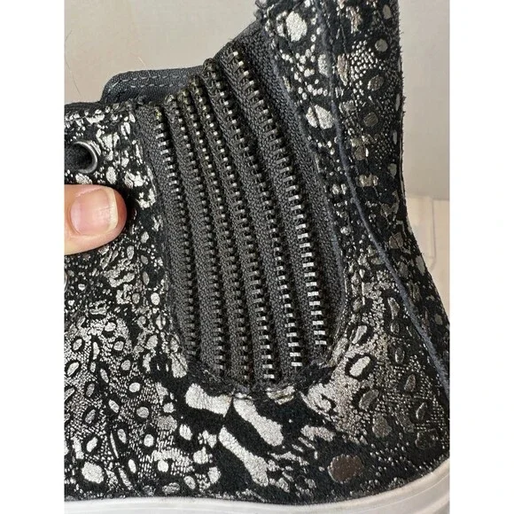 Converse Chuck Taylor All Star Black Metallic Leather Platform Chelsea Hi Top 8 - Picture 7 of 10